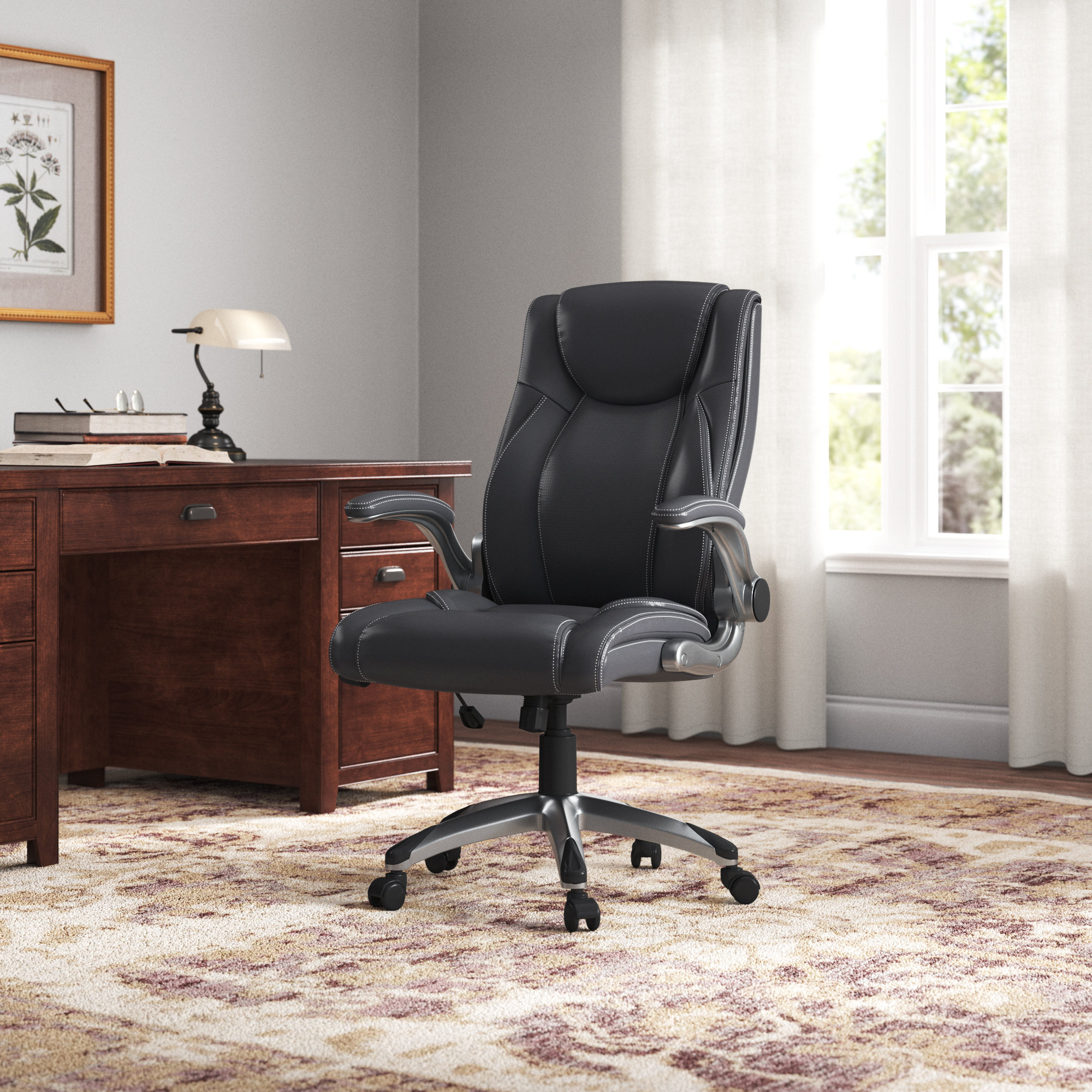 Latitude Run Dunteige High Back Bonded Leather Office Executive Computer Desk Chair with Built in Lumbar Support Reviews Wayfair